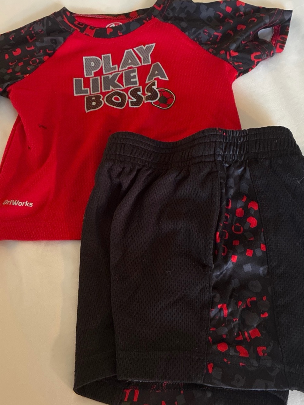 Athletic Works Red and Black "Play Like A Boss" Kids Matching Shorts Set